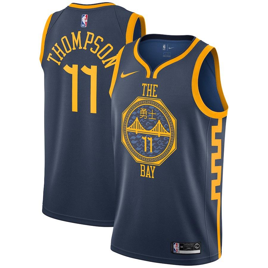 Баскетбольная джерси 2018-19 Klay Thompson Warriors #11 City Navy