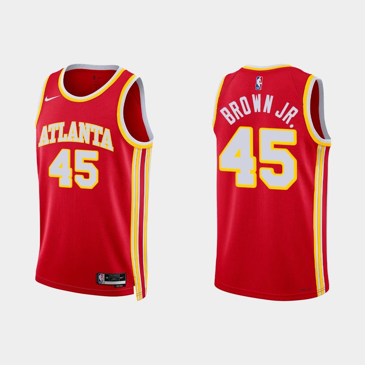 Баскетбольная джерси 2022-23 Atlanta Hawks #45 Chaundee Brown Jr. Icon Edition Red Jersey