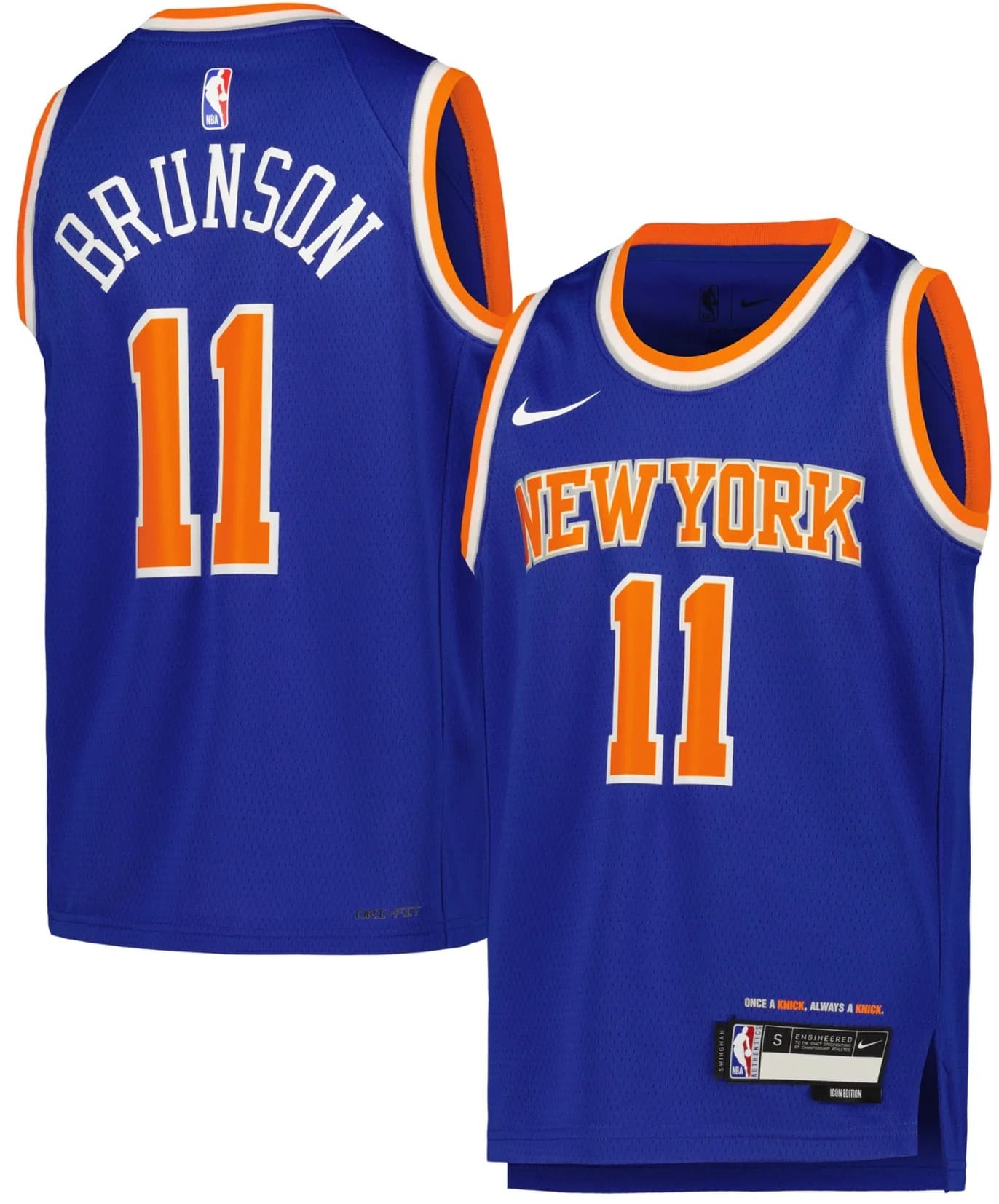 2023-24-New-York-Knicks-Jalen-Brunson-11-Youth-Icon-Edition-Swingman-Blue-Jersey