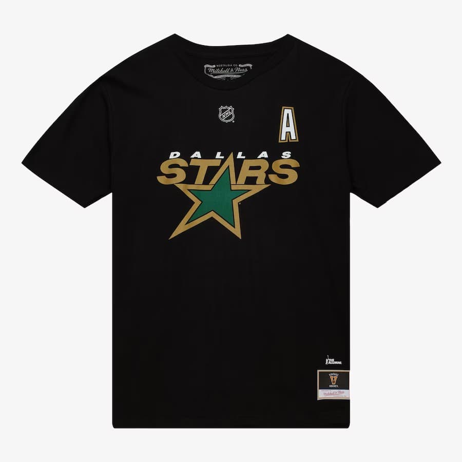 Mitchell-Ness-Mike-Modano-Black-Dallas-Stars-Name-Number-T-Shirt