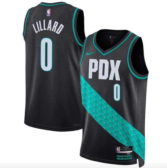 Баскетбольная джерси 2022-23 Portland Trail Blazers #0 Damian Lillard Swingman City Black Jersey