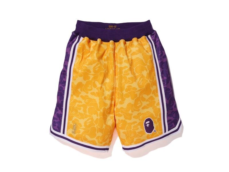 Bape-x-Mitchell-Ness-Lakers-ABC-Basketball-Authentic-Shorts-Yellow