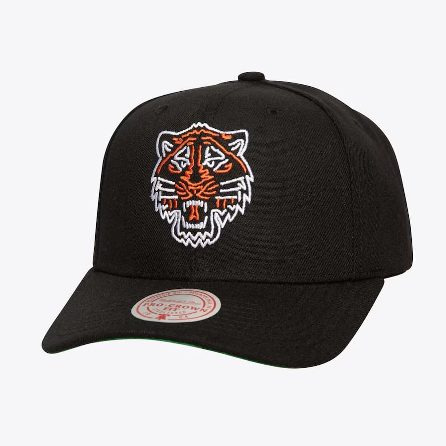 Бейсболка Mitchell & Ness Black Detroit Tigers Neon Logo Pro Crown Snapback Hat