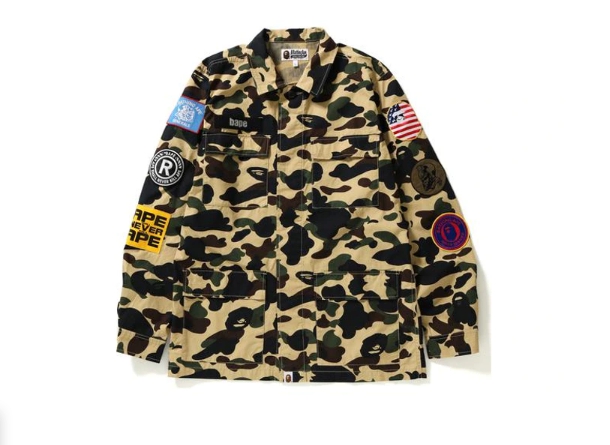 Рубашка BAPE 1st Camo Multicolor Patch Military Shirt Shirt Yellow