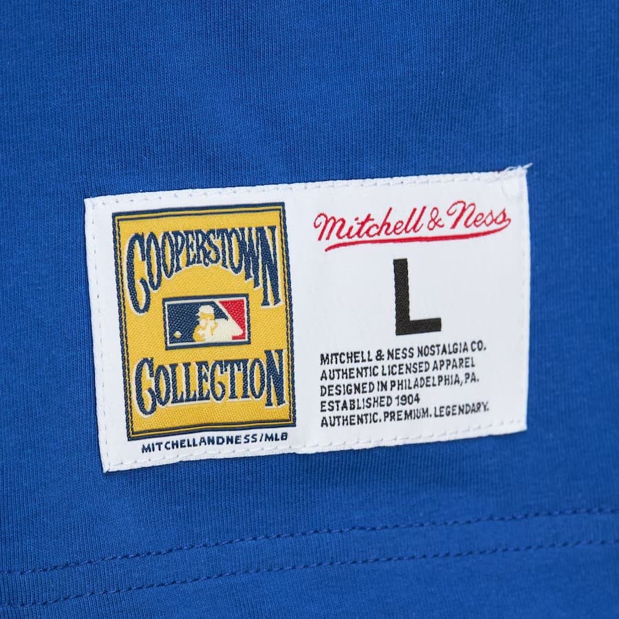 Футболка Mitchell & Ness Royal Atlanta Braves Cooperstown Collection Hometown Vintage Logo T-Shirt