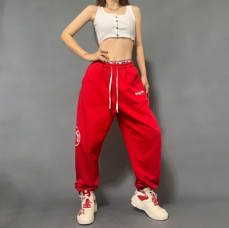Спортивные брюки 2021 Bulegirls Hip-hop Style Sweatpants White/Red