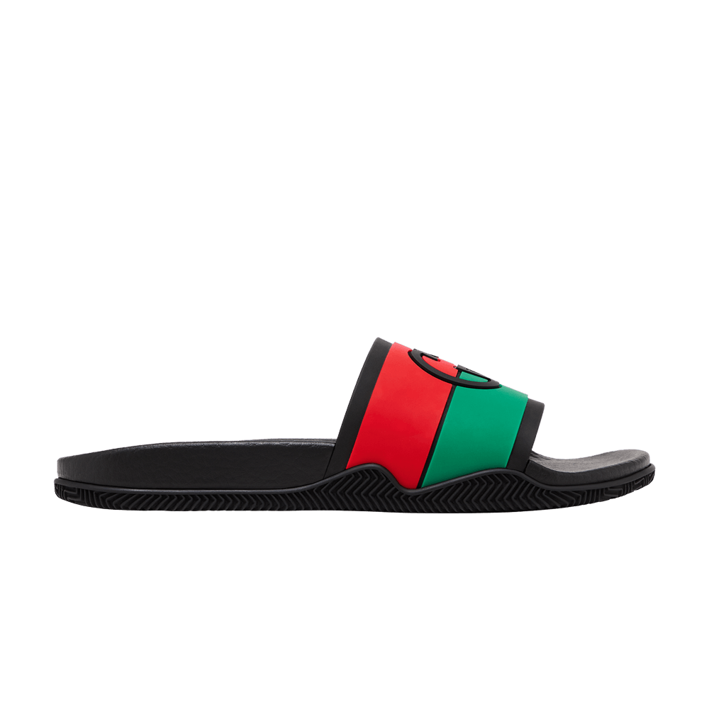 Кроссовки Gucci Wmns Slide 'Interlocking G - Black Red Green'