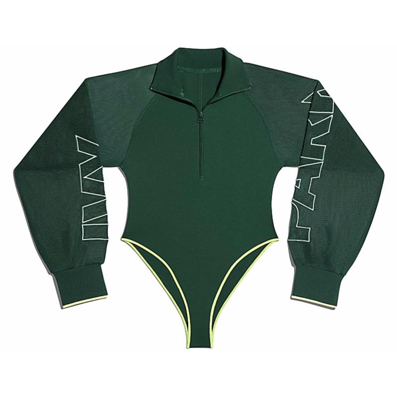 Боди adidas Ivy Park Mesh Sleeve Bodysuit (Plus Size) Dark Green