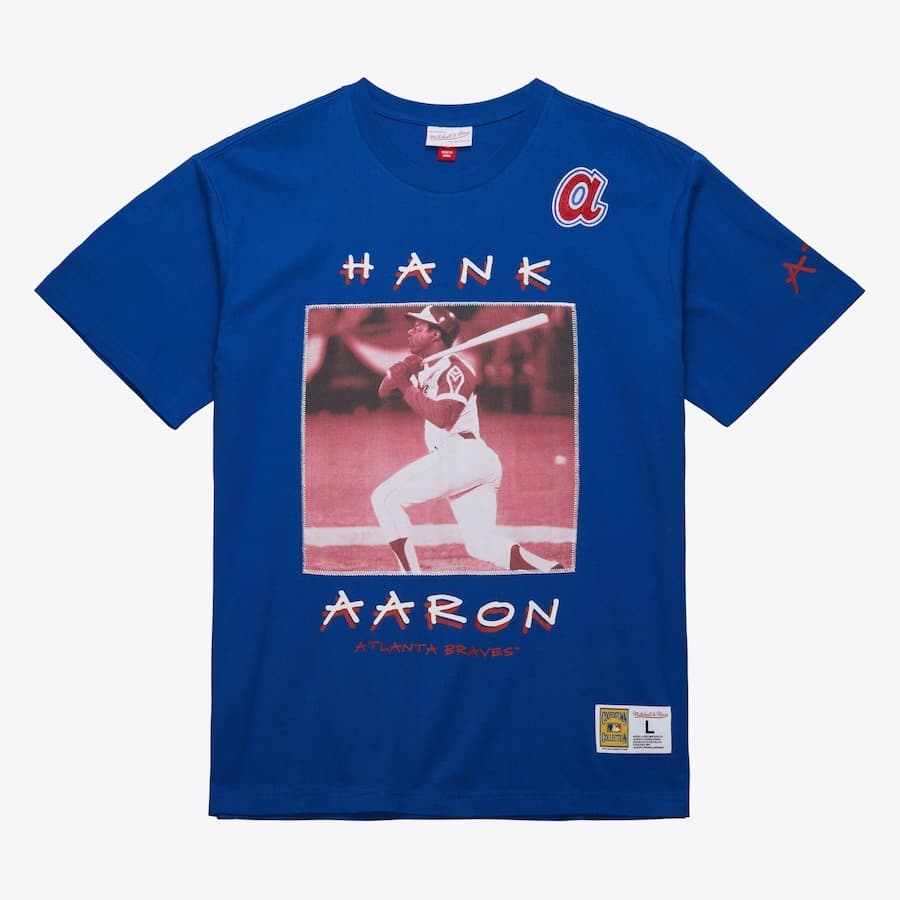 Футболка Mitchell & Ness Hank Aaron Royal Atlanta Braves Player Crewneck T-Shirt