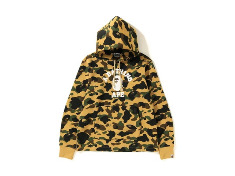 Худи BAPE 1st Camo College Wide Pullover Hoodie Yellow