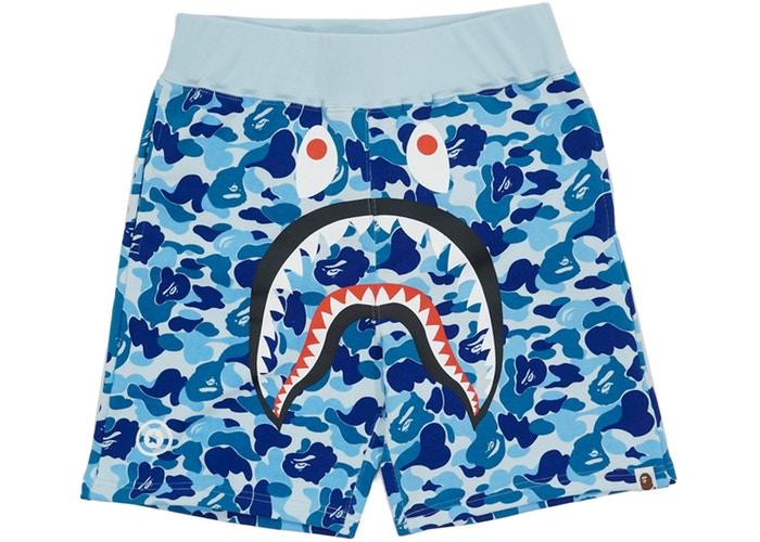Спортивные шорты BAPE ABC Camo WGM Print Shark Sweatshorts Light Blue