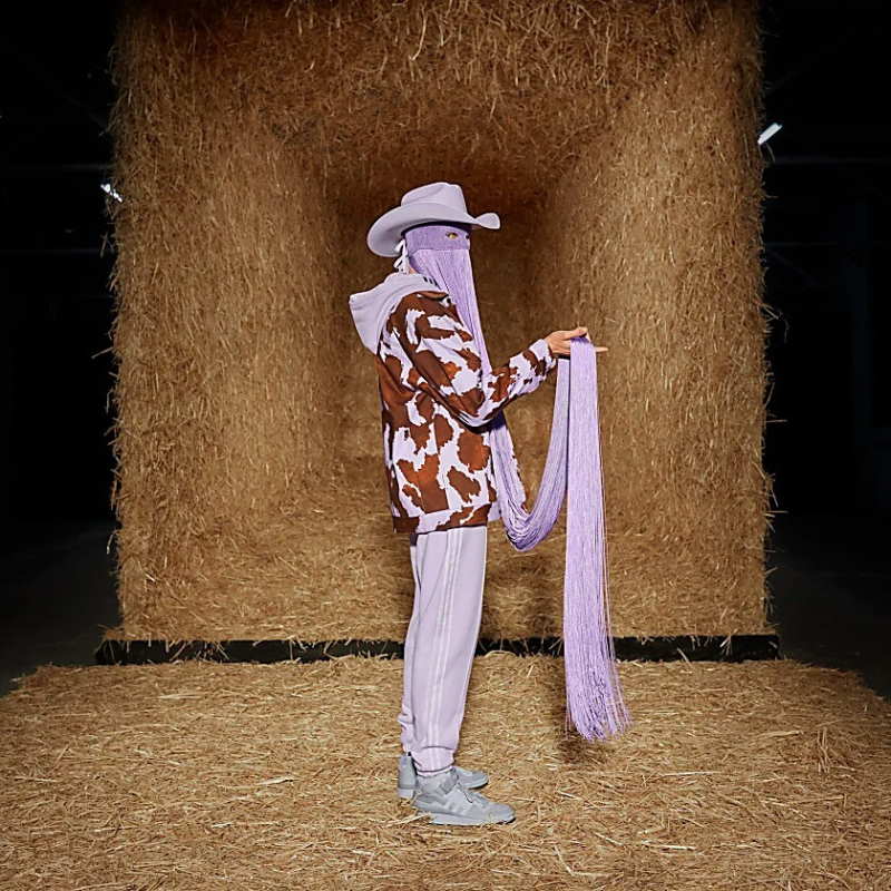 Куртка adidas Ivy Park Denim Cow-Print Jacket (All Gender) AOP Cow Hide/Purple Glow
