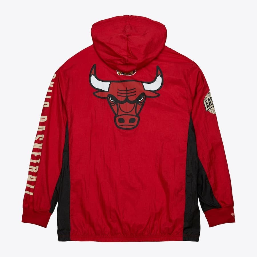 Анорак Mitchell & Ness Red Chicago Bulls Team OG 2.0 Vintage Logo Anorak Quarter-Zip Hoodie Windbreaker Jacket