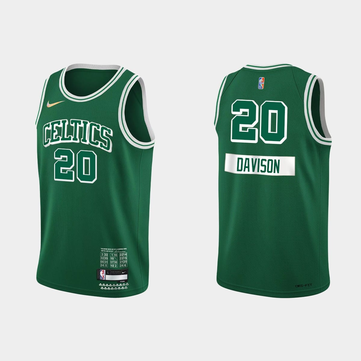 Баскетбольная джерси Boston Celtics #20 JD Davison 75th Anniversary City Green Jersey