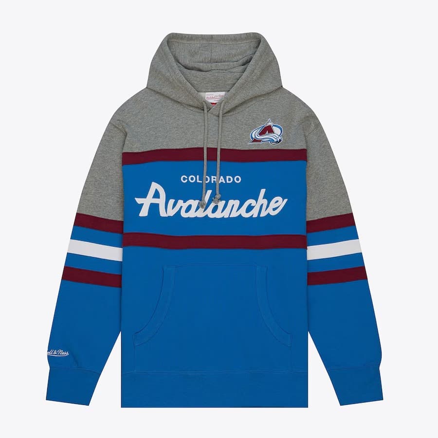 Худи Mitchell & Ness Blue Gray Colorado Avalanche Head Coach Pullover Hoodie