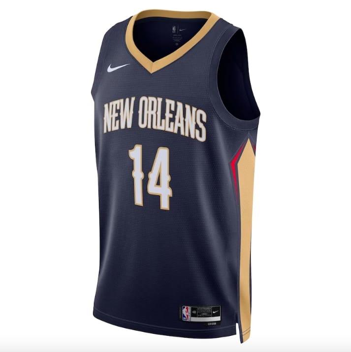 Баскетбольная джерси 2022-23 New Orleans Pelicans #14 Brandon Ingram Swingman Icon Navy Jersey