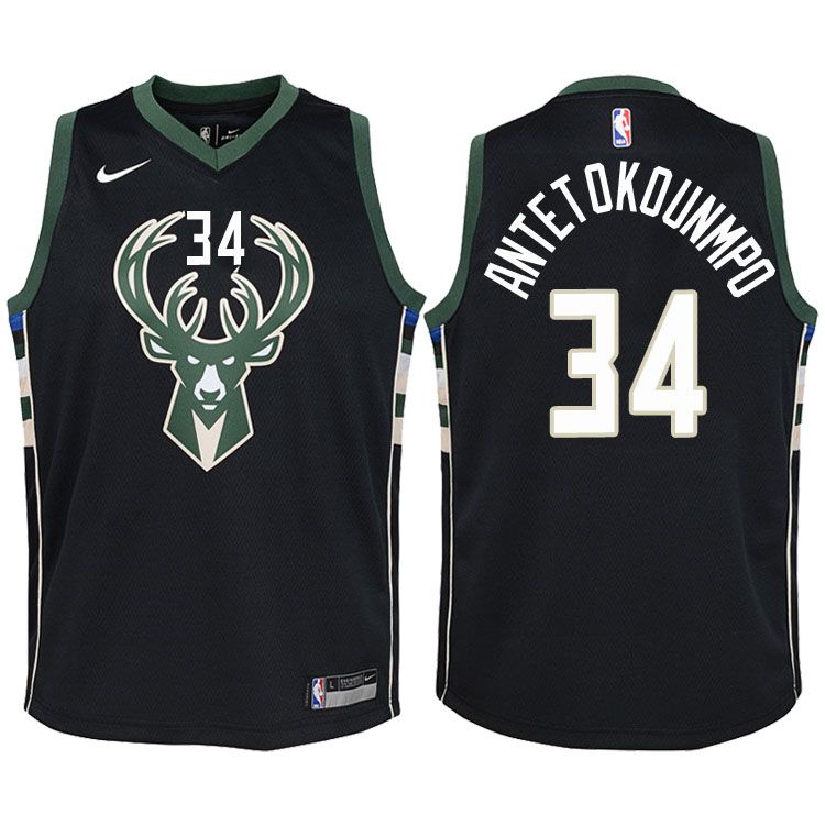 Баскетбольная джерси 2017-18 Giannis Antetokounmpo Bucks #34 Statement Black