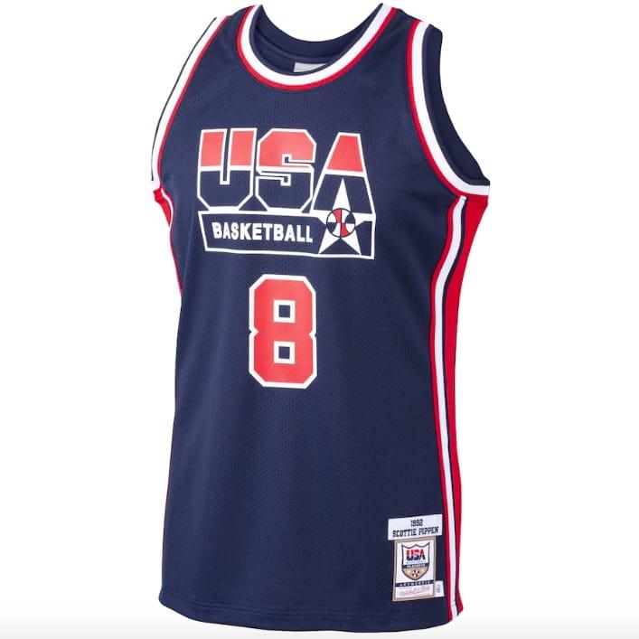 Баскетбольная джерси 1992 Dream Team USA Basketball #8 Scottie Pippen Mitchell & Ness Authentic Navy Jersey