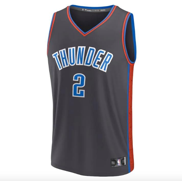 Баскетбольная джерси 2022-23 Oklahoma City Thunder #2 Shai Gilgeous-Alexander Fastbreak City Anthracite Jersey