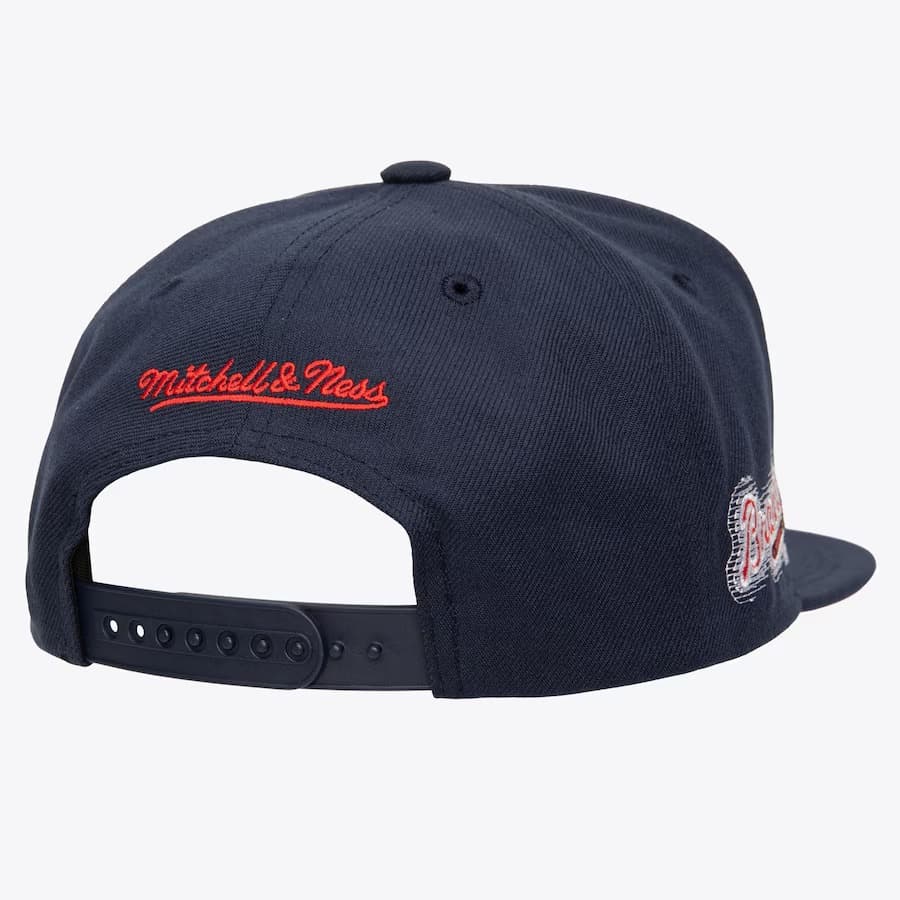 Бейсболка Mitchell & Ness Navy Atlanta Braves Blurred Vision Snapback Hat