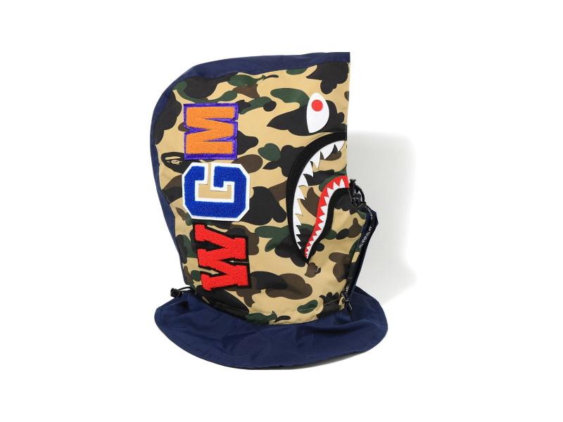 Маска BAPE 1st Camo Shark Hoodie Mask Yellow/Navy
