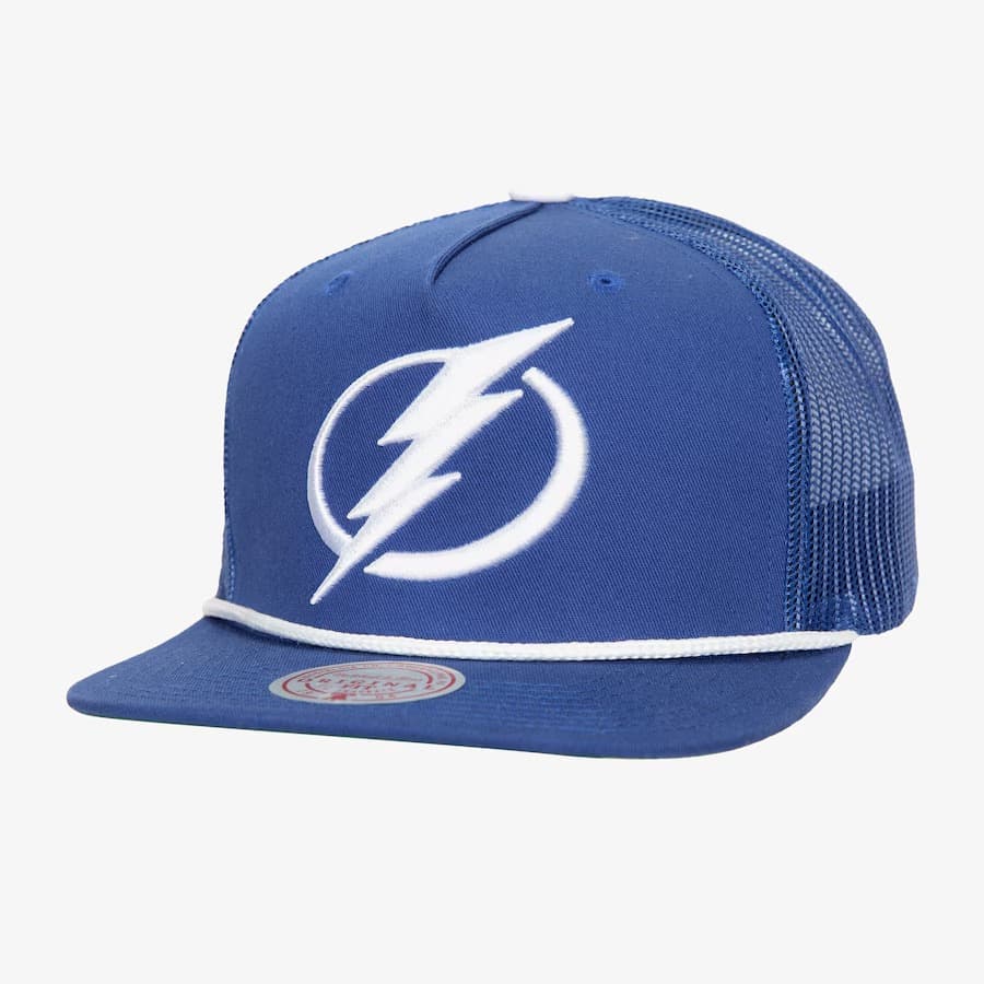Бейсболка Mitchell & Ness Blue Tampa Bay Lightning Roper Trucker Adjustable Hat