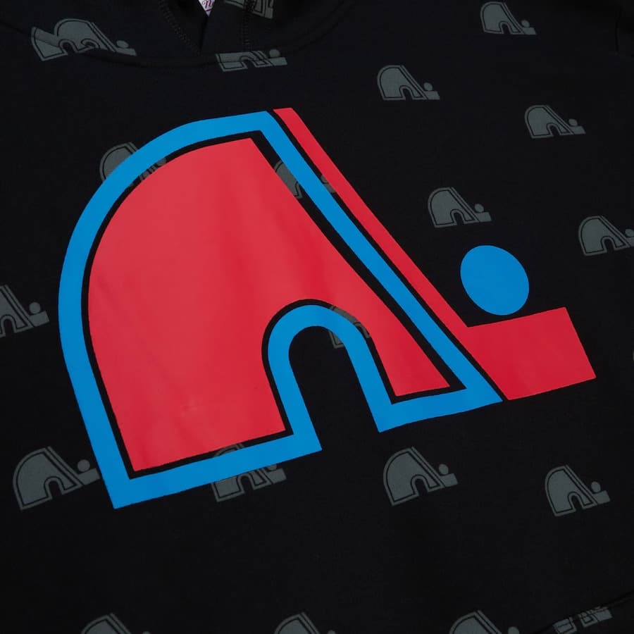 Худи Mitchell & Ness Black Quebec Nordiques Allover Print Fleece Pullover Hoodie