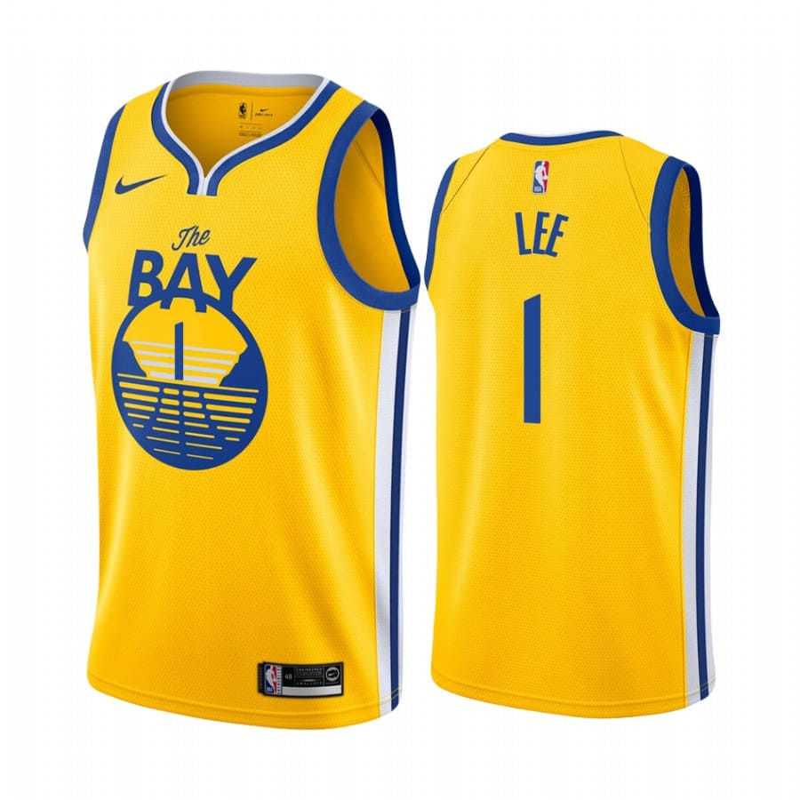 Баскетбольная джерси 2019-20 Warriors #1 Damion Lee Statement Edition Gold Swingman Jersey