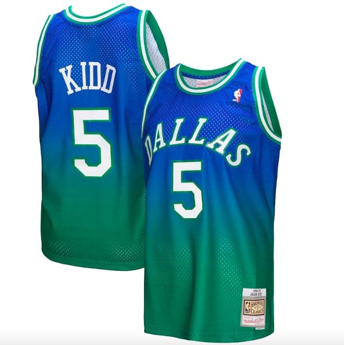 Баскетбольная джерси 1994-95 Dallas Mavericks #5 Jason Kidd Mitchell & Ness Fadeaway Green/Navy Jersey