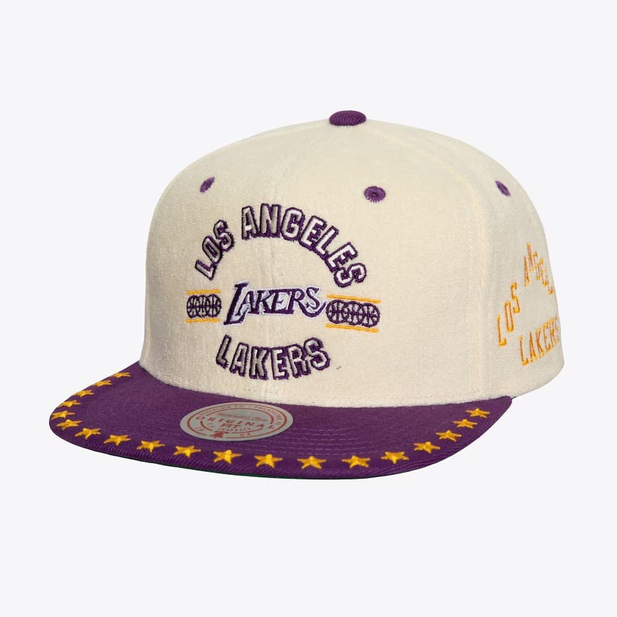 Бейсболка Mitchell & Ness White Los Angeles Lakers Day 4 Snapback Hat