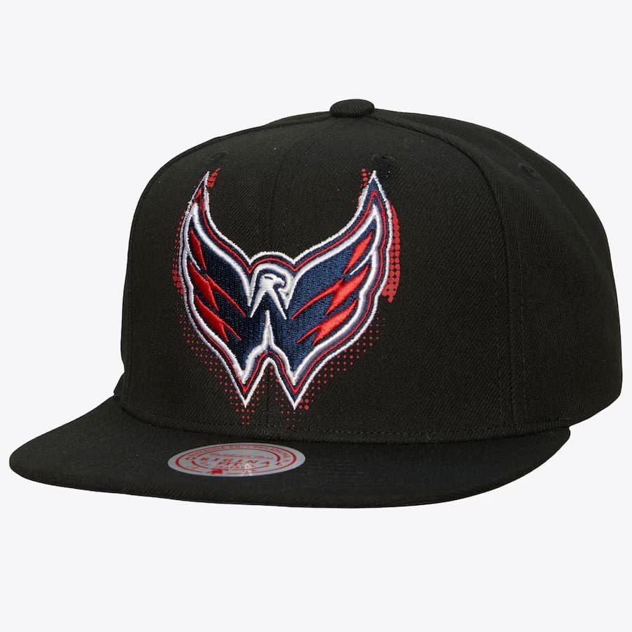 Бейсболка Mitchell & Ness Black Washington Capitals Big Face 7.0 Vintage Snapback Hat