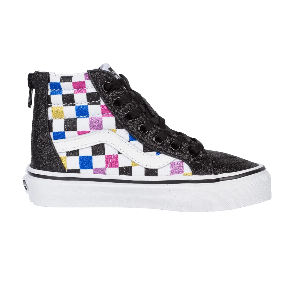 Krossovki-Vans-Sk8-Hi-Zip-Kids-Glitter-Checkerboard