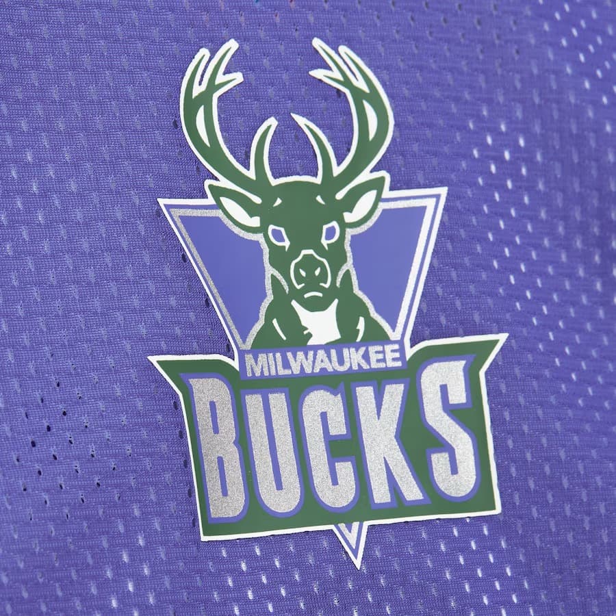 Майка Mitchell & Ness Purple Milwaukee Bucks Vintage Logo Mesh Practice Tank Top