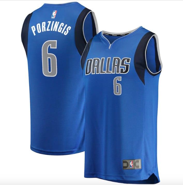 Баскетбольная джерси Dallas Mavericks #6 Kristaps Porzingis Fast Break Icon Blue Jersey