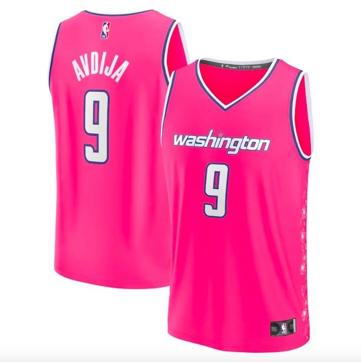 Баскетбольная джерси 2022-23 Washington Wizards #9 Deni Avdija Fastbreak City Pink Jersey