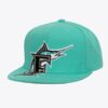 Mitchell-Ness-Teal-Florida-Marlins-Cooperstown-Collection-XL-Logo-Snapback-Hat-100x100