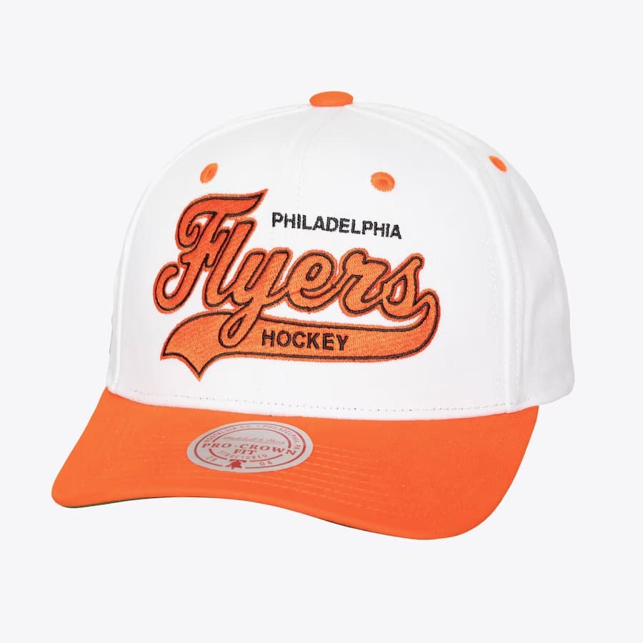 Бейсболка Mitchell & Ness White Philadelphia Flyers Tail Sweep Pro Vintage Snapback Hat