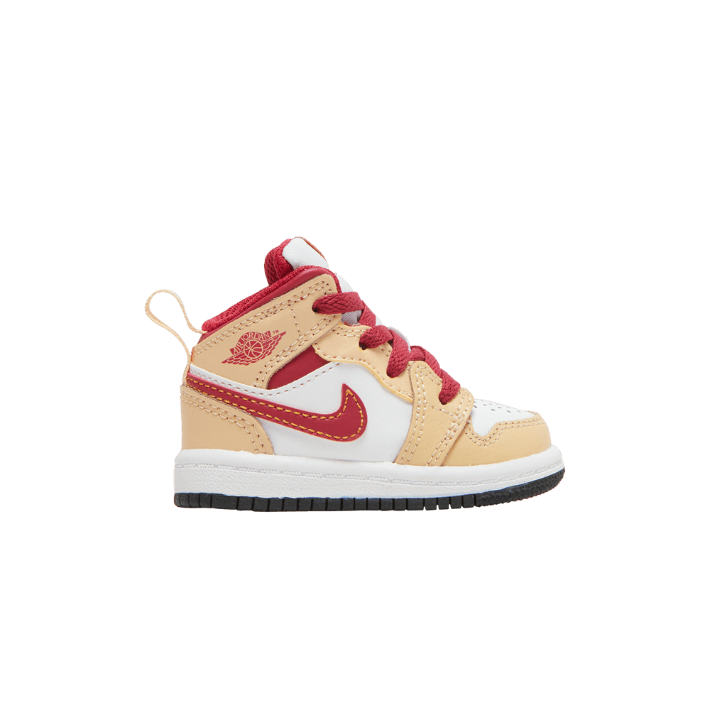 Кроссовки Air Jordan 1 Mid TD 'Light Curry Cardinal Red'