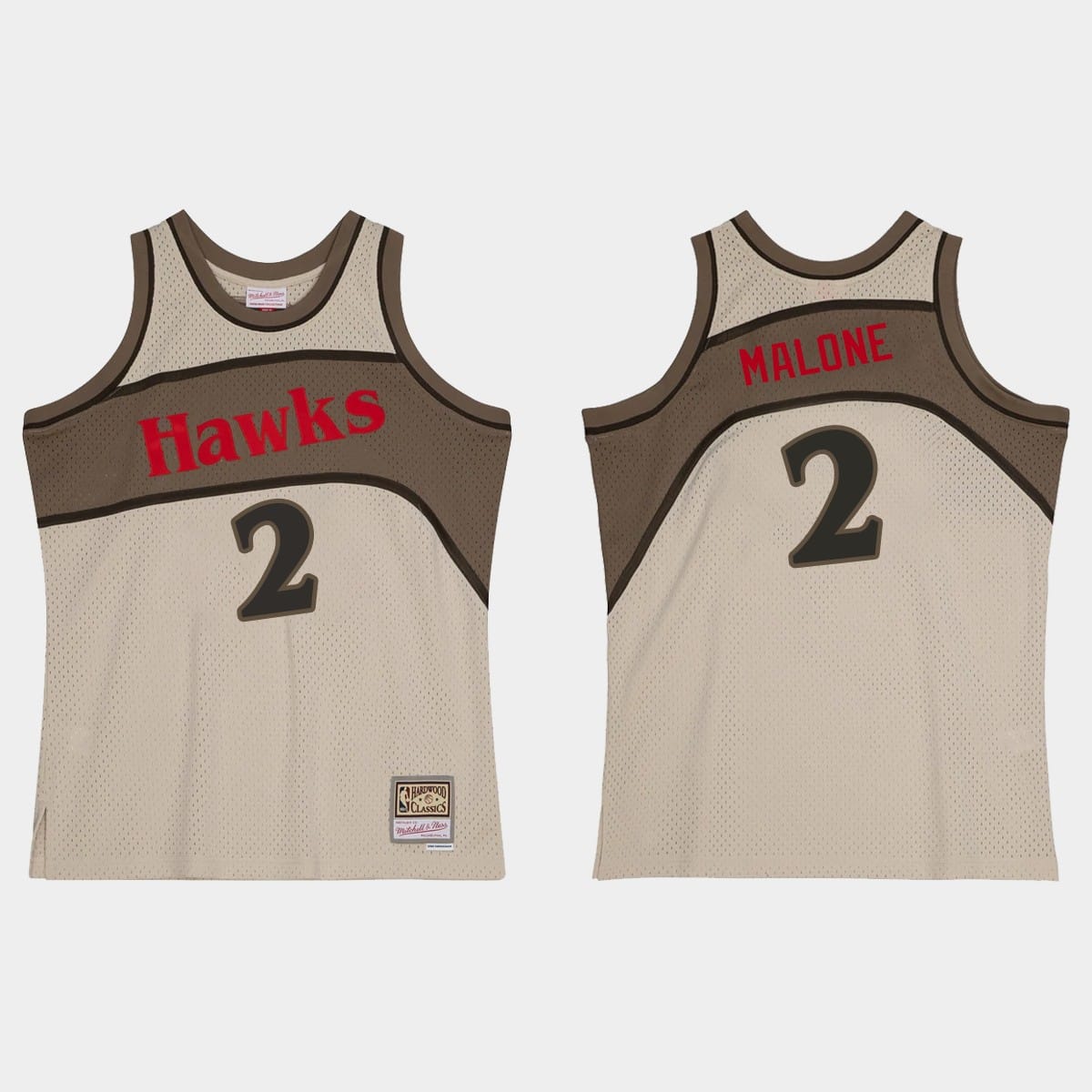 Баскетбольная джерси Atlanta Hawks #2 Moses Malone Hardwood Classics Gray Jersey