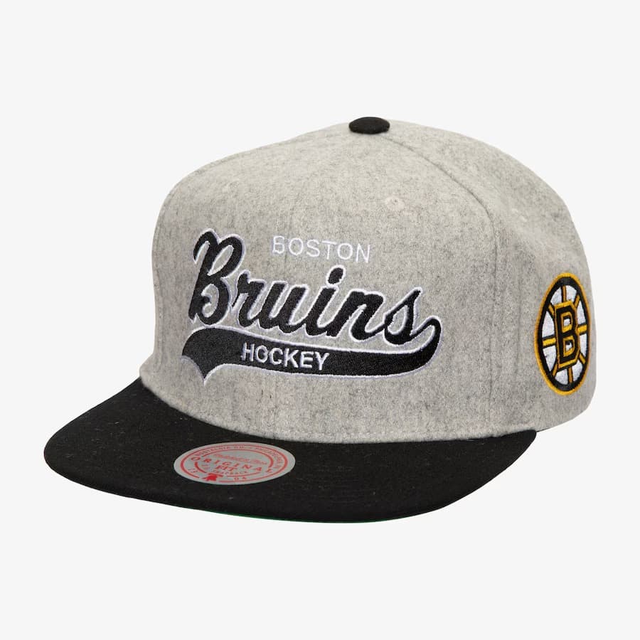 Mitchell-Ness-Gray-Boston-Bruins-Tailsweep-2.0-Melton-Snapback-Hat