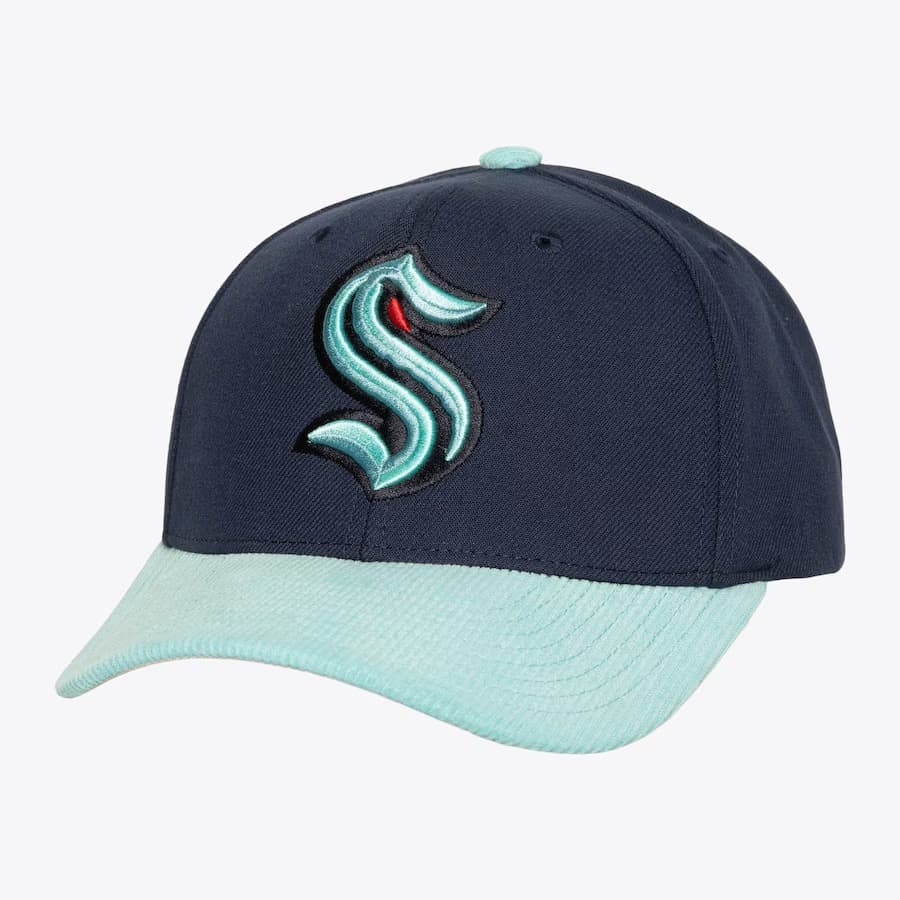 Бейсболка Mitchell & Ness Navy Seattle Kraken Cord Pro Snapback Hat