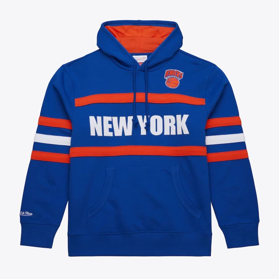 Mitchell-Ness-Blue-New-York-Knicks-Vintage-Logo-Head-Coach-Fleece-Pullover-Hoodie