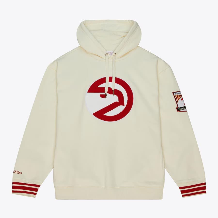 Худи Mitchell & Ness Cream Atlanta Hawks Retro Chainstitch Heavyweight Pullover Hoodie