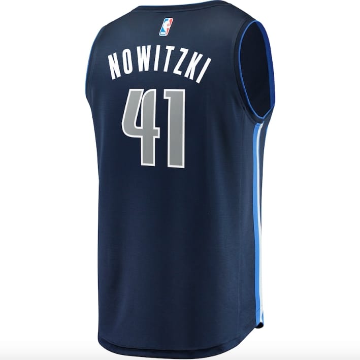 Баскетбольная джерси Dallas Mavericks #41 Dirk Nowitzki Fast Break Statement Navy Jersey