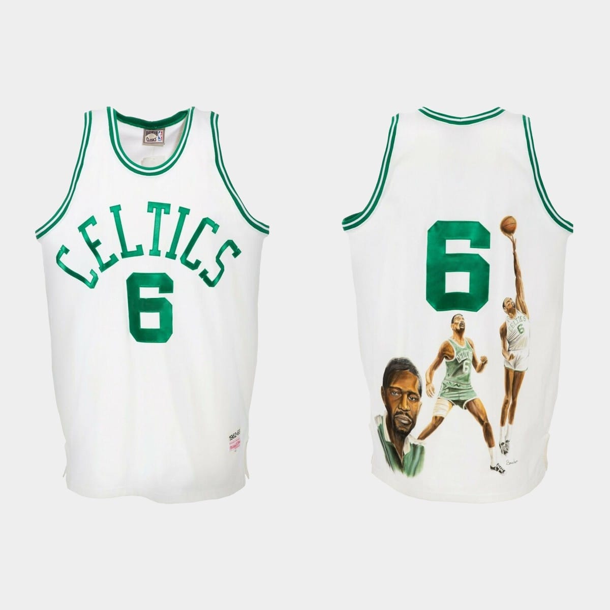 Баскетбольная джерси 1962-63 Boston Celtics #6 Bill Russell Hardwood Classics White Jersey
