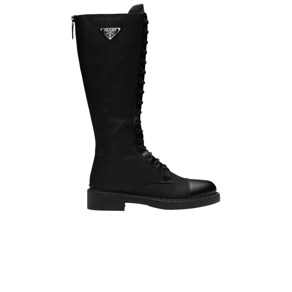Prada Wmns Brushed Leather and Re-Nylon Boot 'Black'