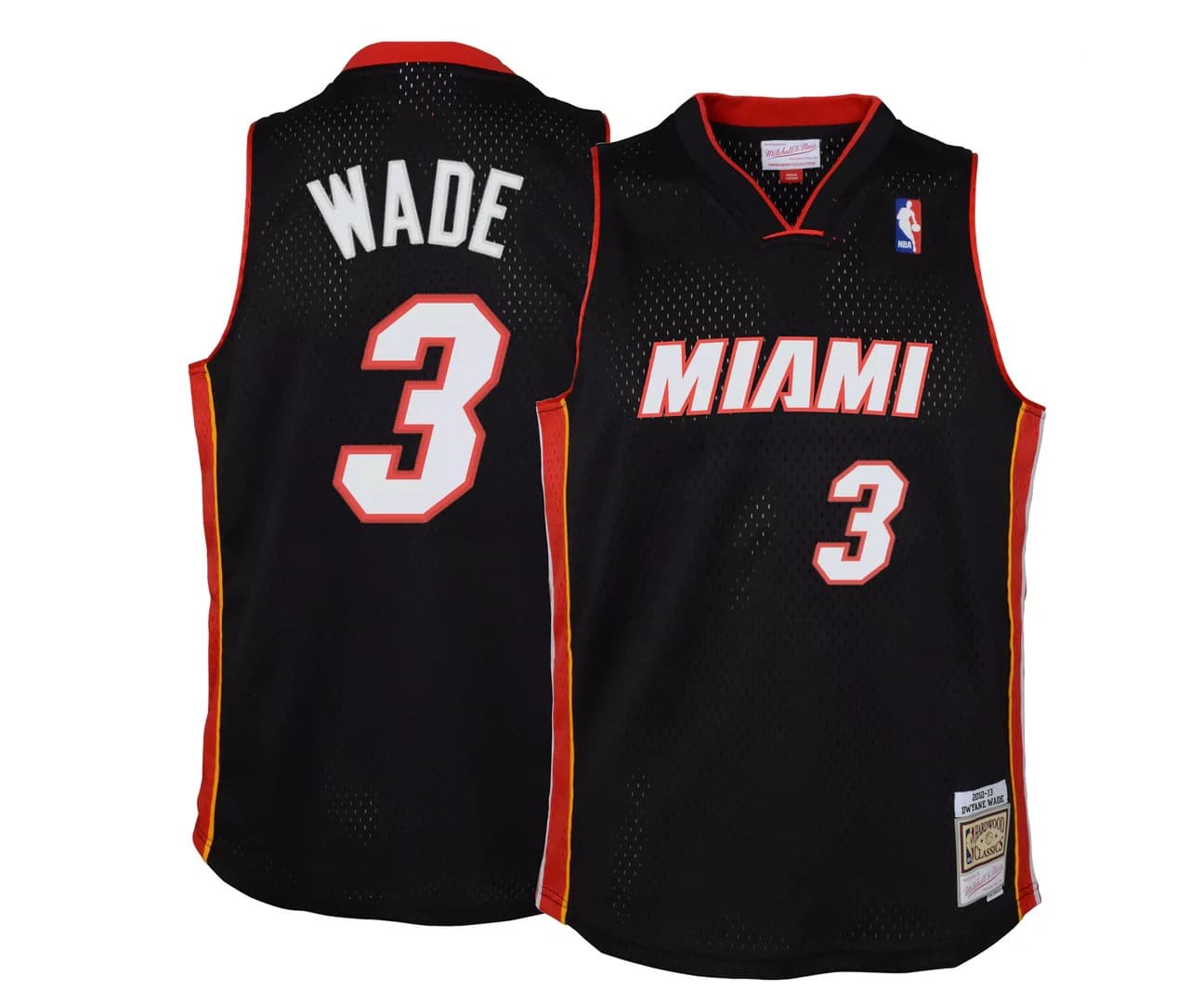 Баскетбольная джерси 2012-13 Miami Heat Dwyane Wade #3 Youth Swingman Hardwood Classics Black Jersey