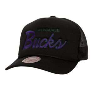 Mitchell-Ness-Script-Trucker-HWC-Milwaukee-Bucks-Hat-300x300