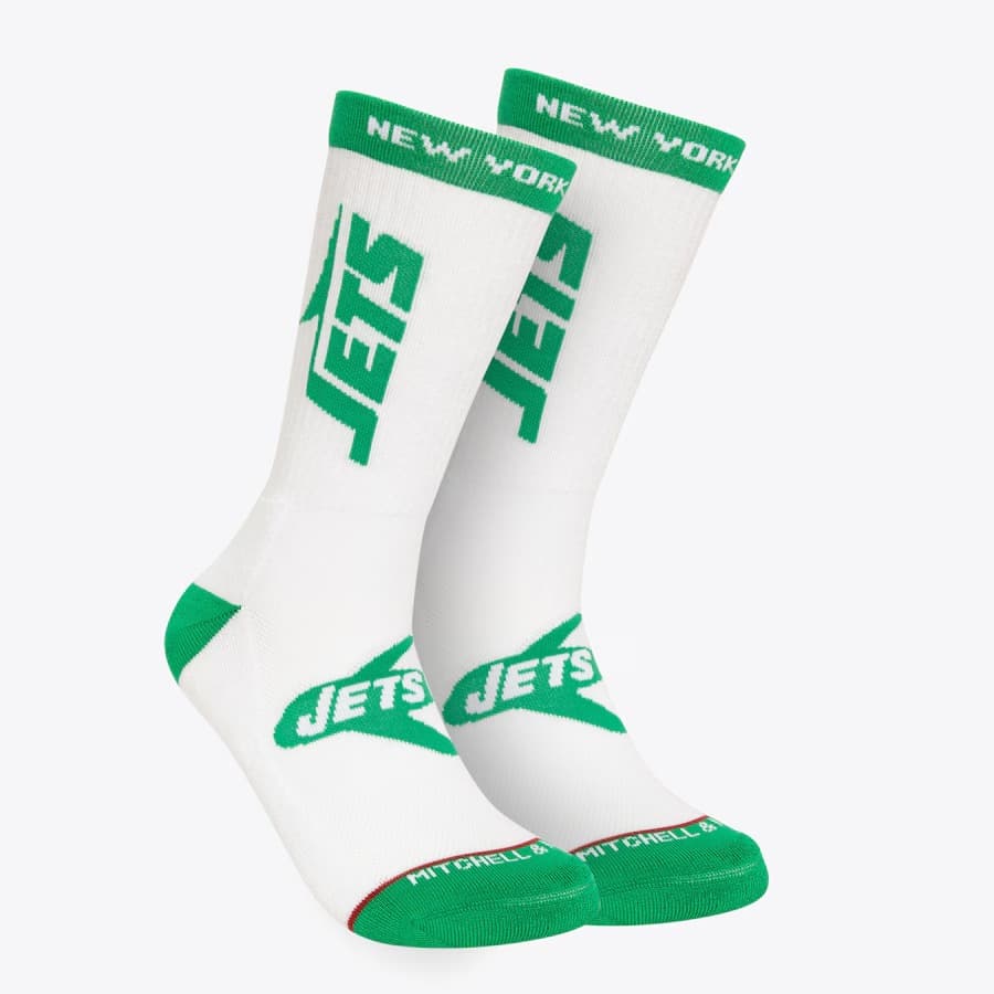 Спортивные носки Mitchell & Ness White New York Jets Kick Off Crew Socks