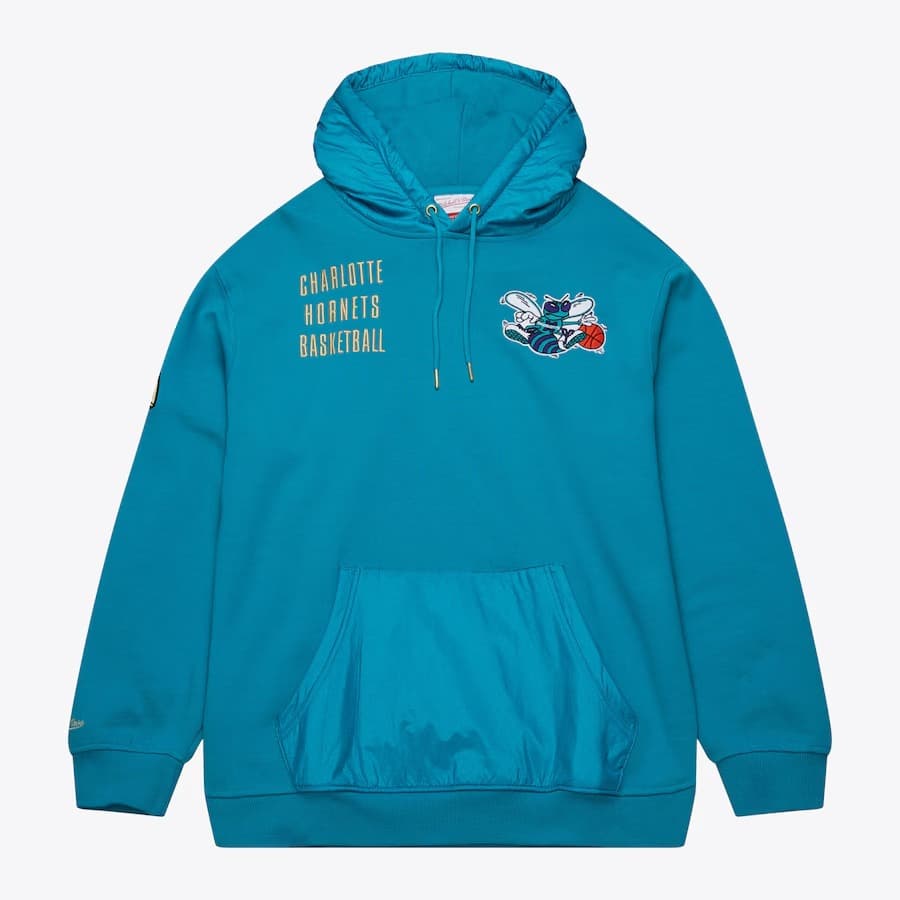 Худи Mitchell & Ness Blue Charlotte Hornets Team OG 2.0 Vintage Logo Fleece Pullover Hoodie